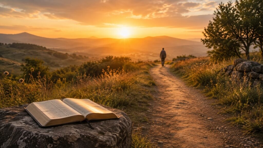 Camino iluminado representando la guía de la Palabra de Dios