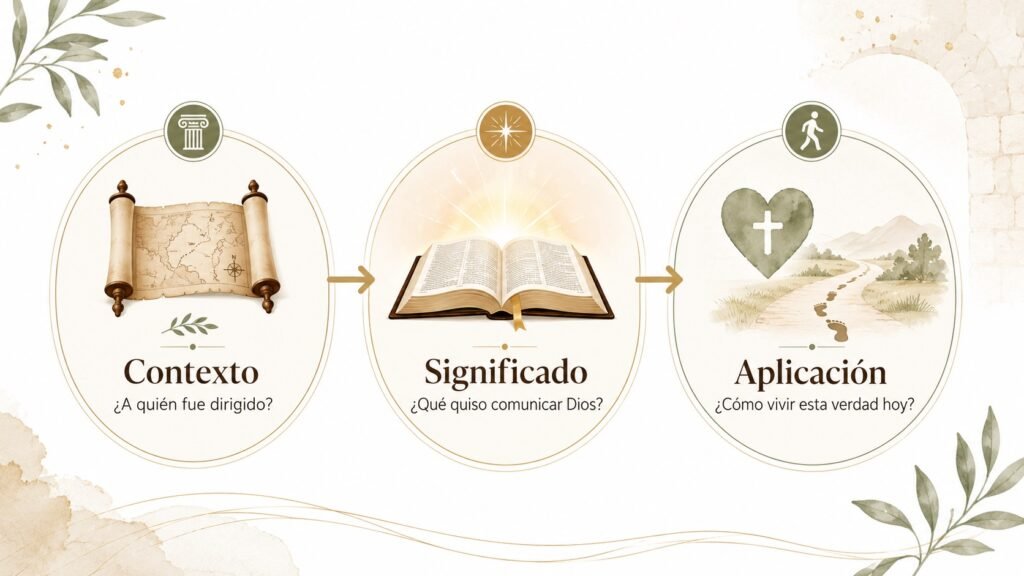 Ilustración sobre contexto significado y aplicación en el estudio bíblico